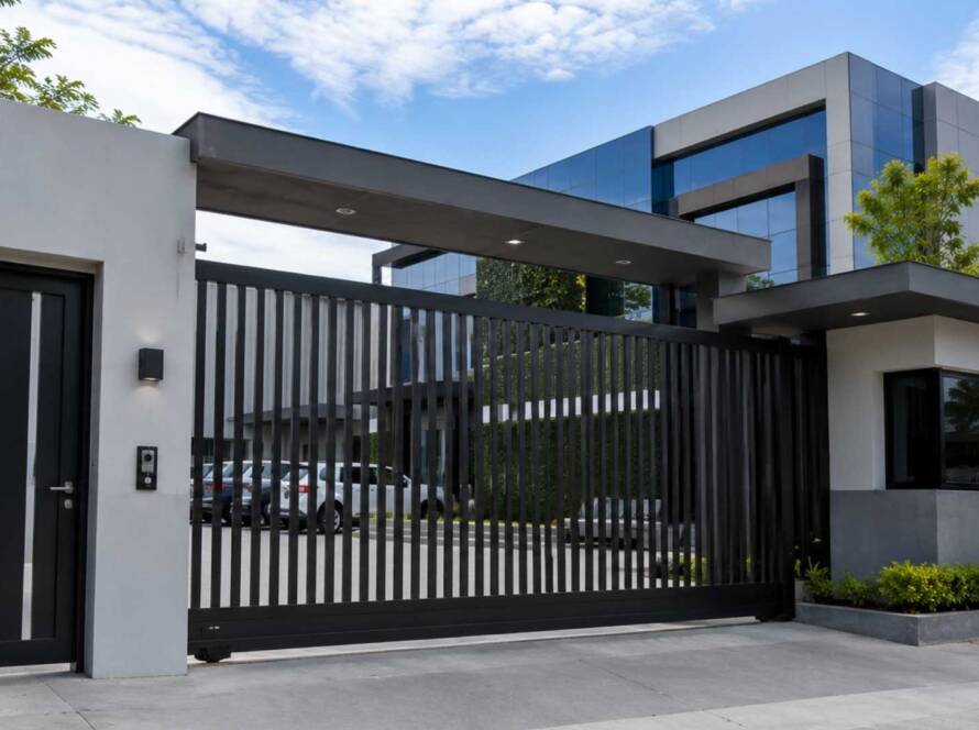 Puertas metálicas para empresas instaladas por Puertas Lirsa en Ecuador